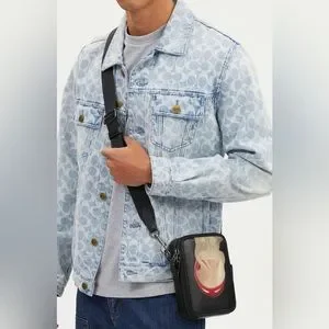 ショルダーバッグ Coach X Tom Wesselmann Stanton Crossbody CQ087 NWT COACH X Tom Wesselmann CQ087 Men's Black Leather Stanton